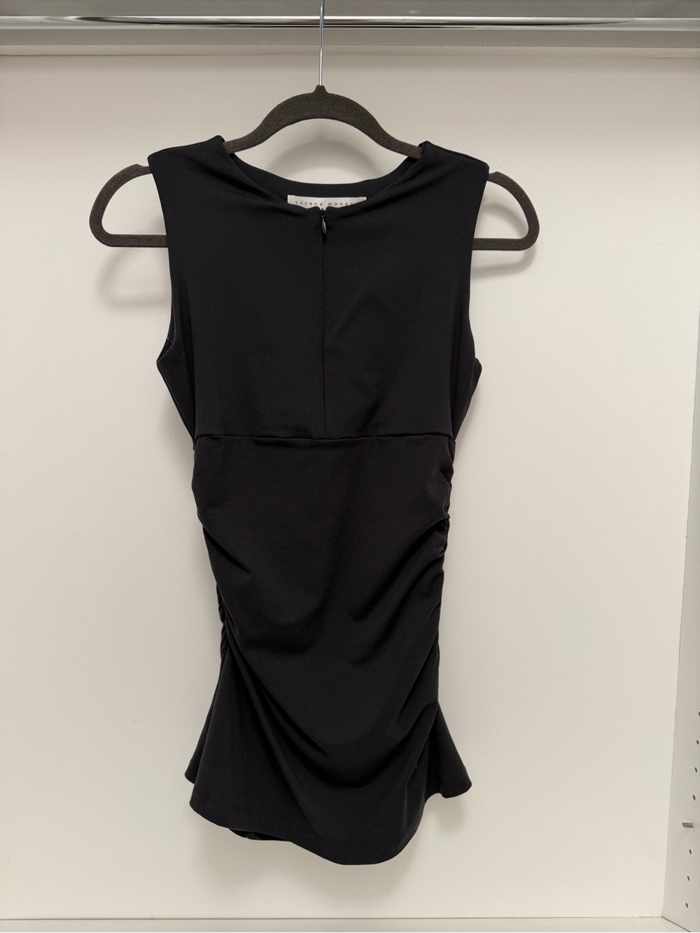 Susana Monaco Sleeveless Black Ruched Top